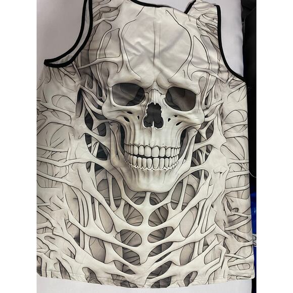 Women’s Skull Print Sleeveless Tank Top Size 1XL Front & Back Graphic Black - Picture 7 of 8